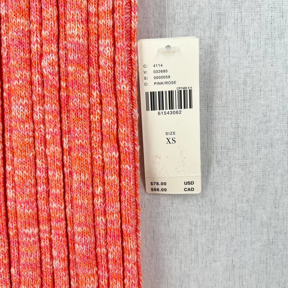 ANTHROPOLOGIE Shirt Womens XS Orange Pink High Neck Knitted Tank Ribbed Racer - Picture 9 of 12